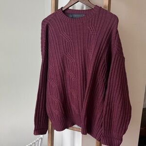 Crossings vintage burgundy Cable Knit Sweater 100% wool